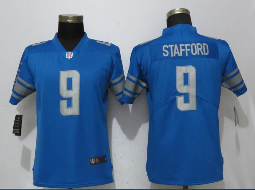 Women Detroit Lions #9 Stafford Blue Vapor Untouchable Player Nike Limited NFL Jerseys